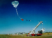 Launch of balloon with scientific payload from the National Scientific Balloon Facility, at Palestine, Texas