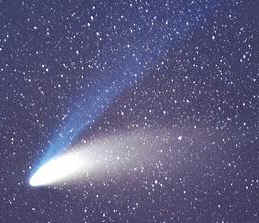 Comet Hale Bopp with a birght blueish ion tail