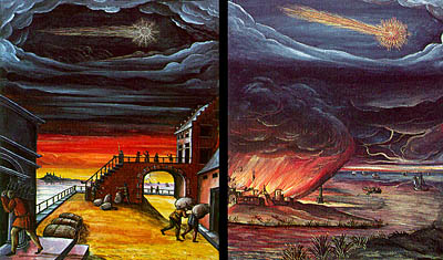Comet types Argentum (left), and Aurora, thought to presage abundance and famine/wars/fires