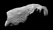 Ida-- a mid-sized asteroid at 58 x 23 km, has its own satellite asteroid