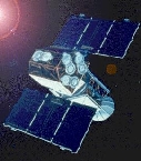Artist's conception of the EUVE satellite in orbit.