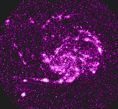 M 101 galaxy in UV shows star formation in spiral arms.