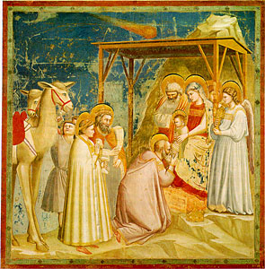 Nativity from the Arena Chapel Frescoes with comet (Halley)