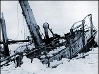 The Endurance crushed by ice