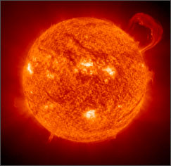 An image of a huge prominence taken by the NASA's SOHO Mission
