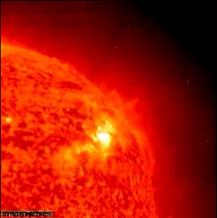 Solar flare captured by SOHO