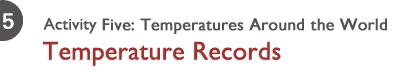Activity Five: Temperatures Around the World - Temperature Records