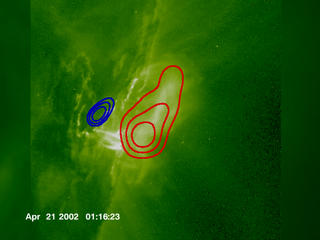 An image from RHESSI showing x-rays from solar active region AR9906.