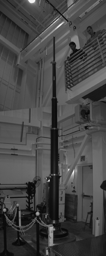 Photo shows the boom extended to approximately twice its original height. It is nearly two stories tall when fully deployed