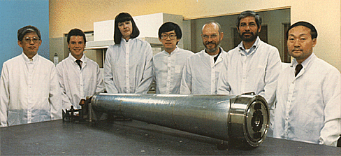 Image of the Soft x-ra Telescope (SXT) team with the finishied telescope 