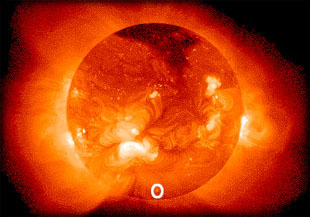 Solar image showing a smaller X-ray bright spot 